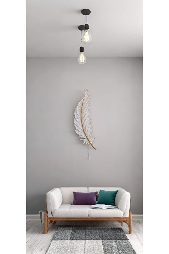 Tüy Aplik Led’li Pilli, Dekoratif Amaçlı Aydınlatma Süsü , 60 cm x 18 cm