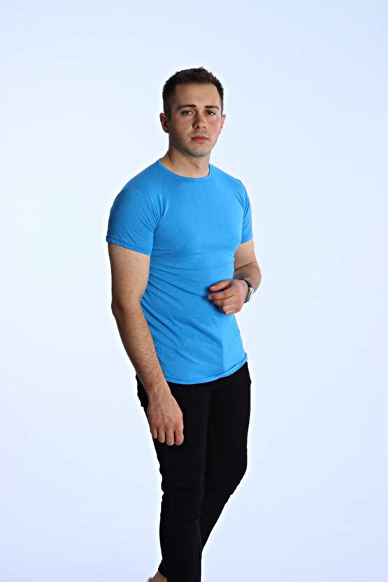 Eko Slimfit Basic Tişört Turkuaz