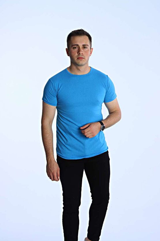 Eko Slimfit Basic Tişört Turkuaz