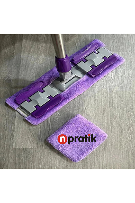 Yer Mopu Fayans Duvar Yüzey Temizlik Mikrofiber Mandallı Teleskopik Mop 1 Adet Yedek Bez Hediyeli