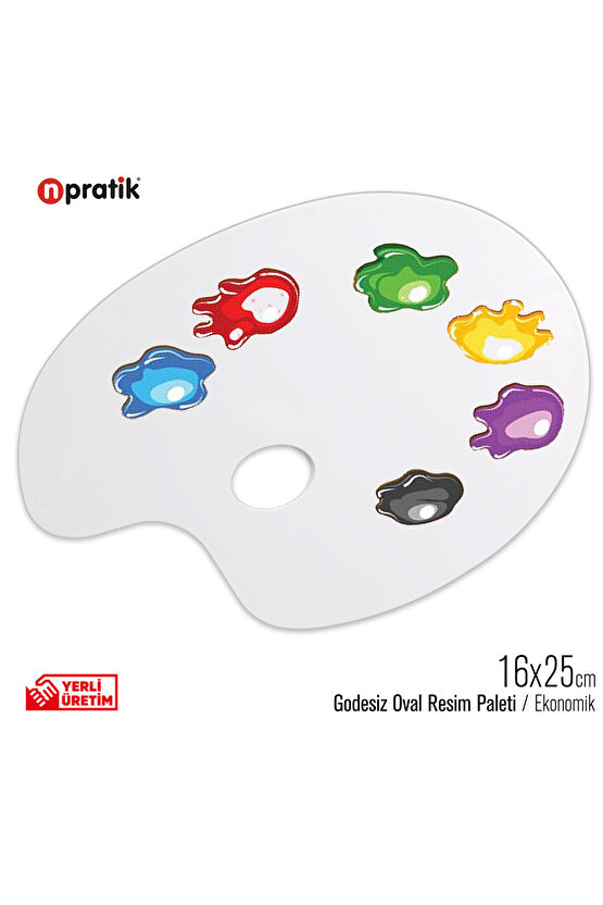 Sanatsal Oval Akrilik Düz Palet Yağlı Boya, Guaj Boya ve Akrilik Boya İçin İdeal 16 cm x 25 cm