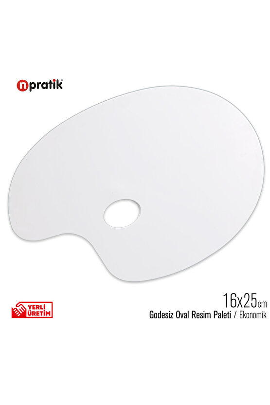Sanatsal Oval Akrilik Düz Palet Yağlı Boya, Guaj Boya ve Akrilik Boya İçin İdeal 16 cm x 25 cm