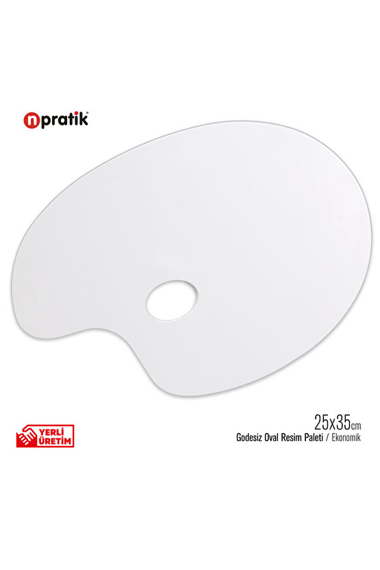 Sanatsal Oval Akrilik Düz Palet Yağlı Boya, Guaj Boya ve Akrilik Boya İçin İdeal 25 cm x 35 cm.