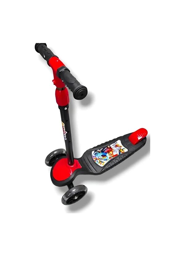 Babymiss Işıklı 3 Tekerlekli Çocuk Scooter – 3 Kademeli Yükseklik Ayarı - Kırmızı