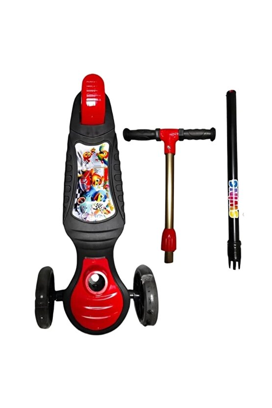 Babymiss Işıklı 3 Tekerlekli Çocuk Scooter – 3 Kademeli Yükseklik Ayarı - Kırmızı