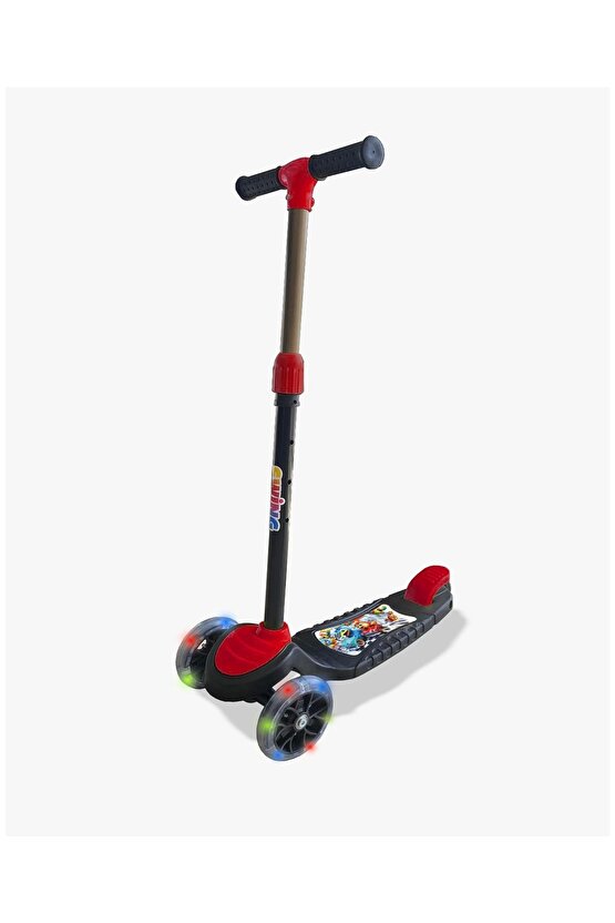 Babymiss Işıklı 3 Tekerlekli Çocuk Scooter – 3 Kademeli Yükseklik Ayarı - Kırmızı