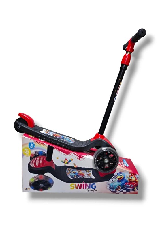 Babymiss Işıklı 3 Tekerlekli Çocuk Scooter – 3 Kademeli Yükseklik Ayarı - Kırmızı