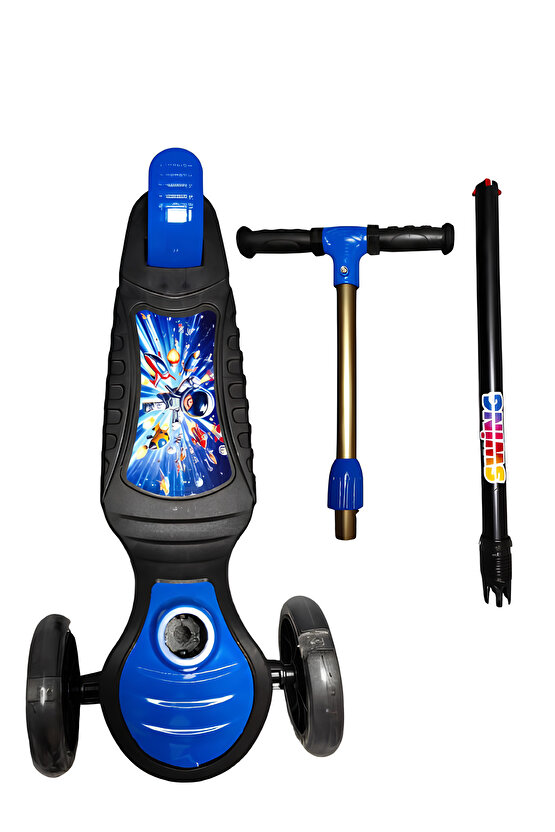 3 Tekerlekli Işıklı Çocuk Scooter Swing - 3 Kademeli Yükseklik Ayarı