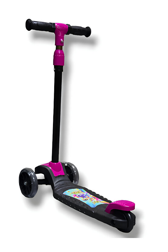 3 Tekerlekli Işıklı Çocuk Scooter Swing - 3 Kademeli Yükseklik Ayarı