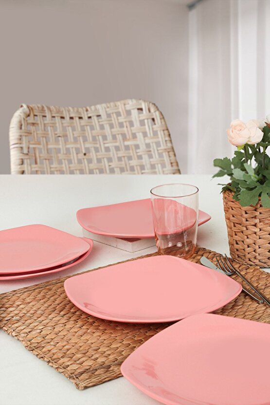 Pembe Köşem Servis Tabağı 27 Cm 6 Adet 550