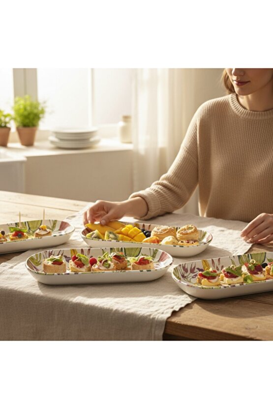 Pateh Noyan Kayık Salata Tabağı 26cm 4 Adet