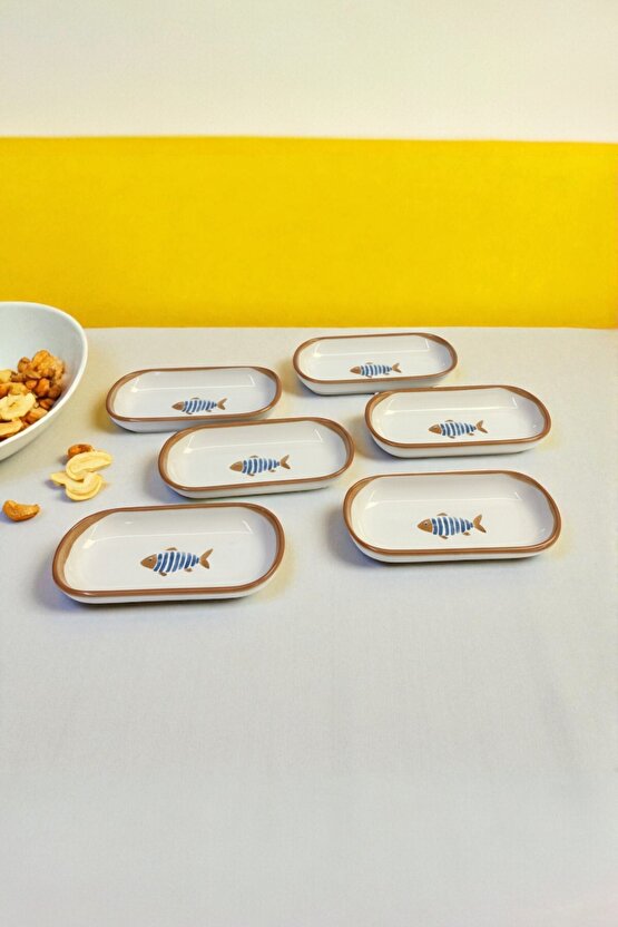 Balık Desenli Kayık Tabak 16 cm 6 Adet - 20888