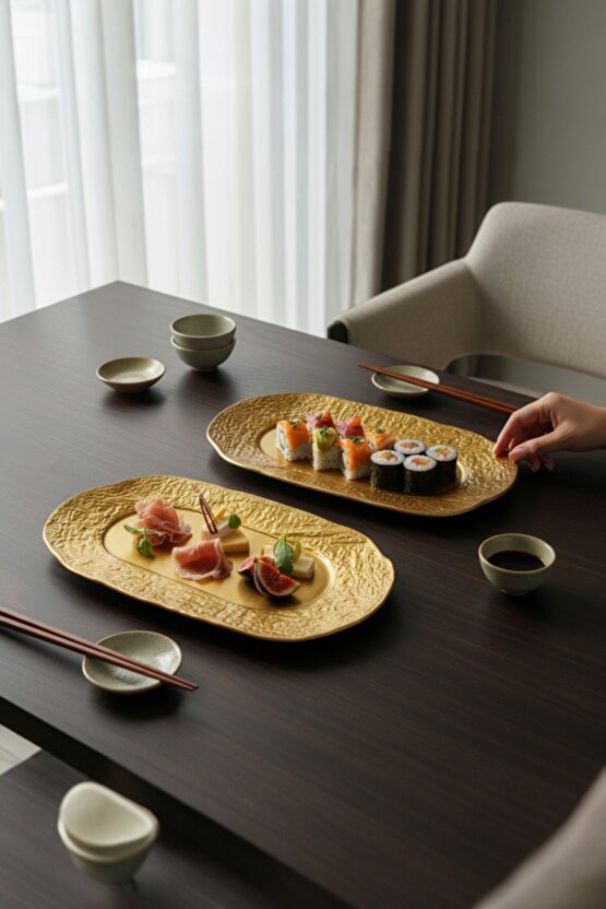 Ruw Savana 34cm Porselen Dikdörtgen Gondol Kayık Tabak Sushi Tabağı 2 Adet