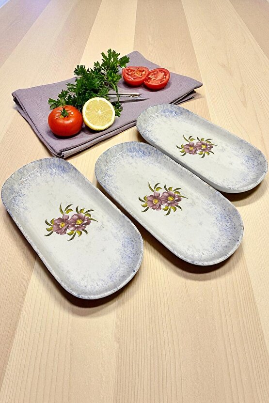 Polya Noyan Kayık Salata Tabağı 26cm 3 Adet