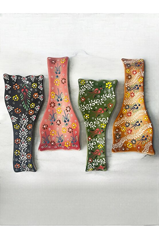 Dekoratif  Tasarım Kirli Kaşık Altlığı, Kaşıklık, Kepçe Altlığı, Çini  Seramik Tamamen El Yapımı