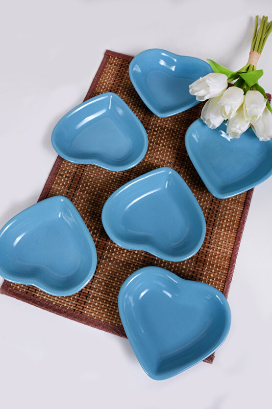 Turkuaz Kalp Çerezlik  Sosluk 14 Cm 6 Adet