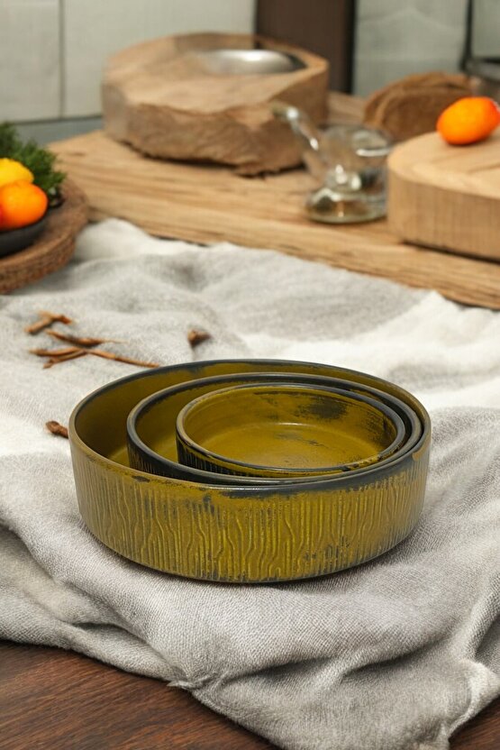 Wavy 3lü 21-17-13cm Porselen Kase