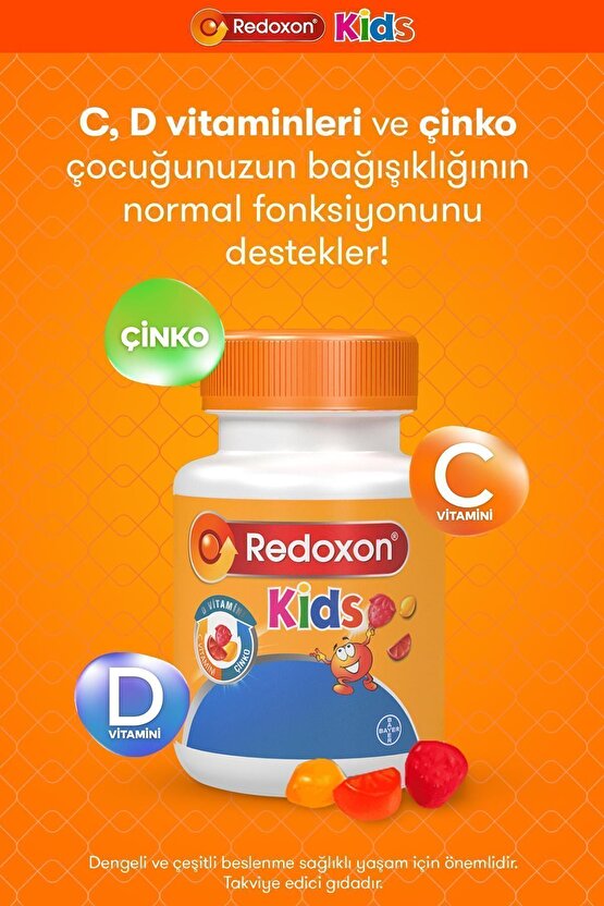 Kids 60 Çiğnenebilir Gummy I Çocuklar Için C Vitamini, D Vitamini Ve Çinko Içeren Takviye