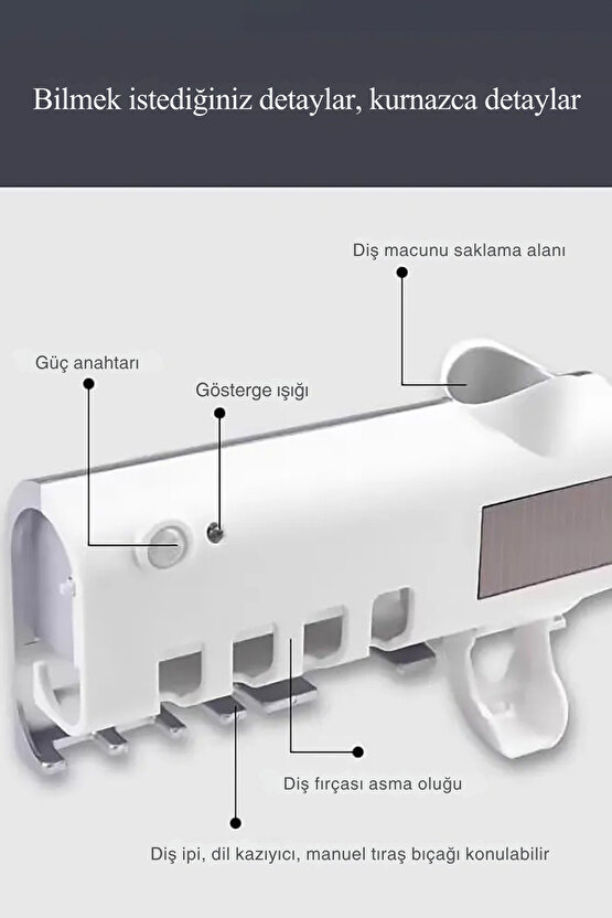 Duvara Monte Otomatik Diş Macunu Sıkıcı + 4’lü Diş Fırçalık Seti – Temassız Hijyenik Dağıtıcı