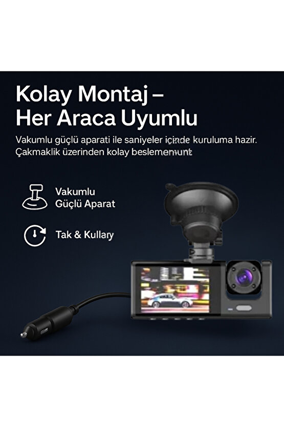 1296P Ultra HD Araç İçi Kamera Gece Görüşlü • G-Sensör • Döngüsel Kayıt • Park Modu • Geniş Açı Lens