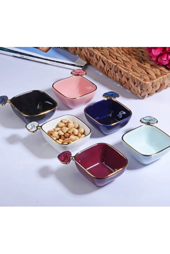 MUBA CONSEPT PEARL MİX 6 LI PORSELEN KARE ÇEREZLİK