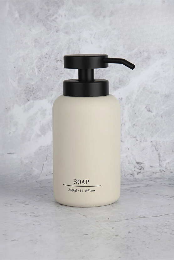 Sıvı Sabunluk – 350 ml, Modern Minimalist Tasarım, Siyah Pompalı, Banyo ve Mutfak İçin Şık Dispenser