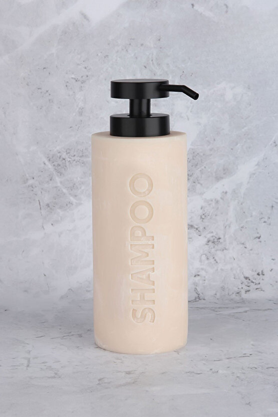 Şampuanlık – Seramik Görünümlü, Modern Tasarım, Pompalı Sıvı Sabun & Şampuan Dispenseri