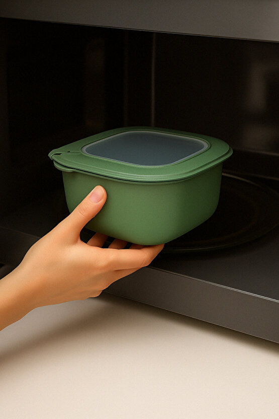 3lü Renkli Kilitli Kapaklı Saklama Kabı Difrize Mikrodalga ve Buzdolabı Uyumlu Düzenleyici Elegant