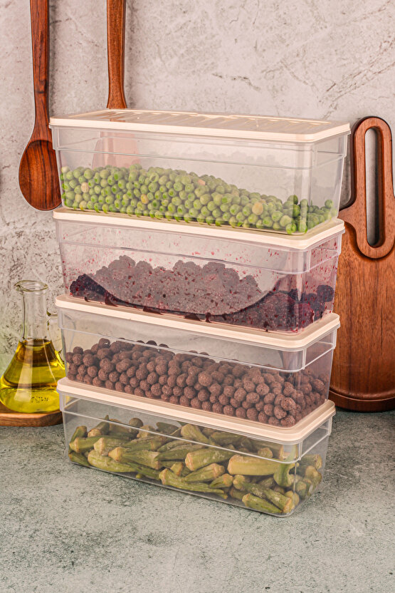 4lü Buzdolabı Düzenleyici Organizer Mikrodalga Ve Difrize Uygun Saklama Kabı Antrasit Set