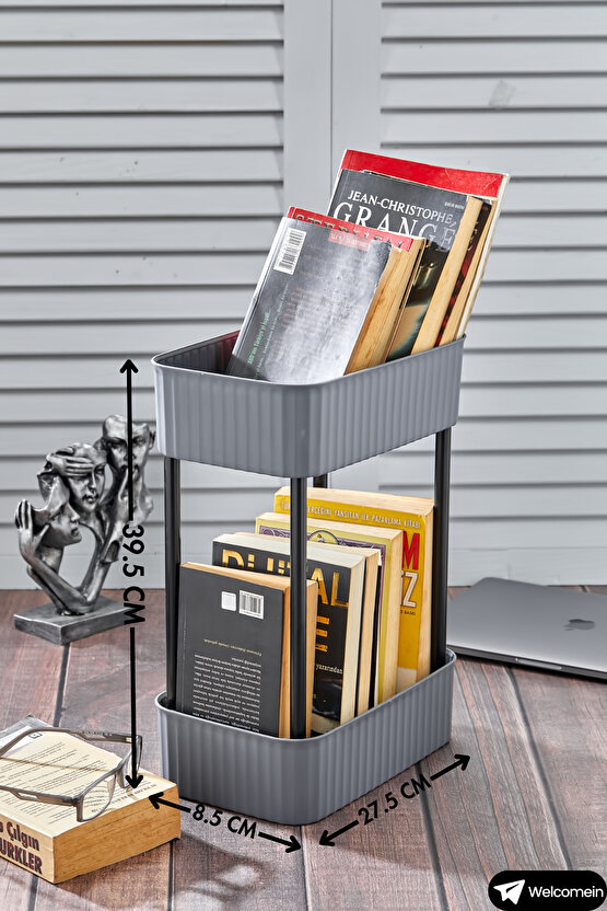 Easy 2 Katlı Çok Amaçlı Raf Kitaplık Organizer Düzenleyici (tekerleksiz) 39.5 Cm Çift Katlı Şık