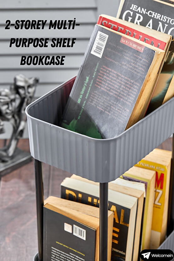 Easy 2 Katlı Çok Amaçlı Raf Kitaplık Organizer Düzenleyici (tekerleksiz) 39.5 Cm Çift Katlı Şık