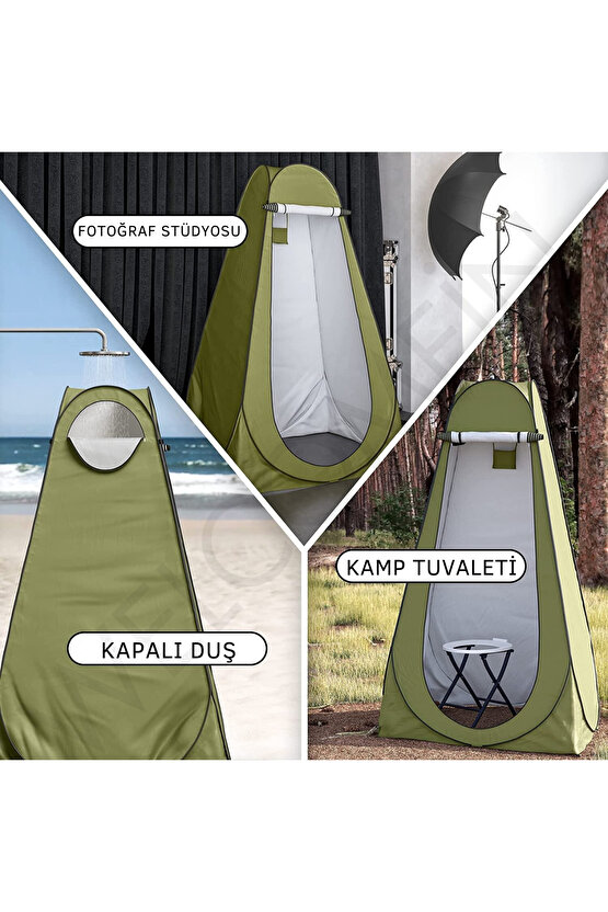Otomatik Portatif Kamp&Plaj Duş Giyinme ve Tuvalet Çadırı 120 X 120 X 190 Cm