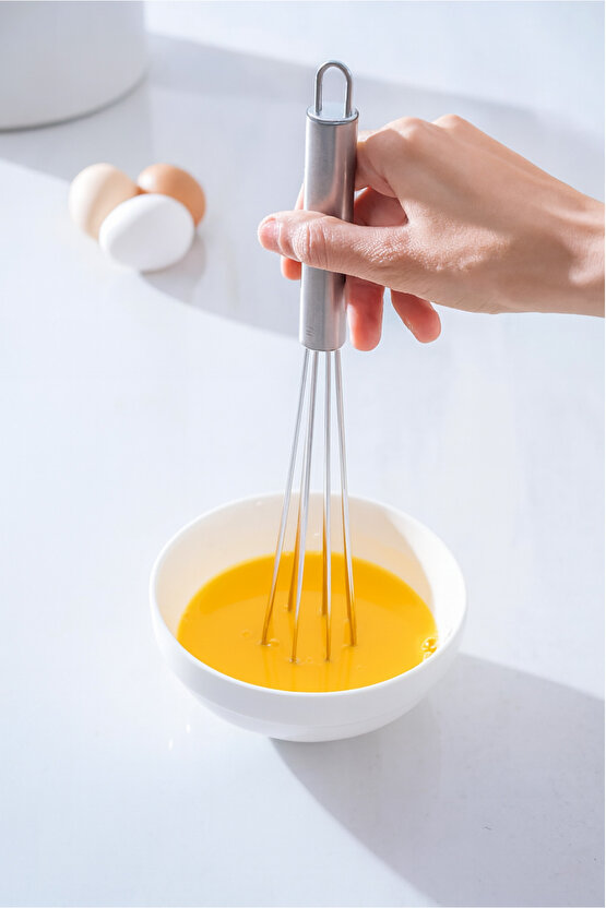 Paslanmaz Çelik Top Uçlu Çırpıcı - Sos Karıştırıcı - Kek Yumurta Çırpıcı - Krom Saplı