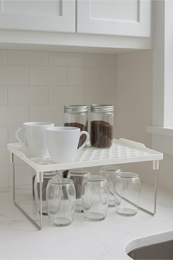 Kare Mutfak ve Banyo Düzenleyici Raf Çok Amaçlı Organizer Raf