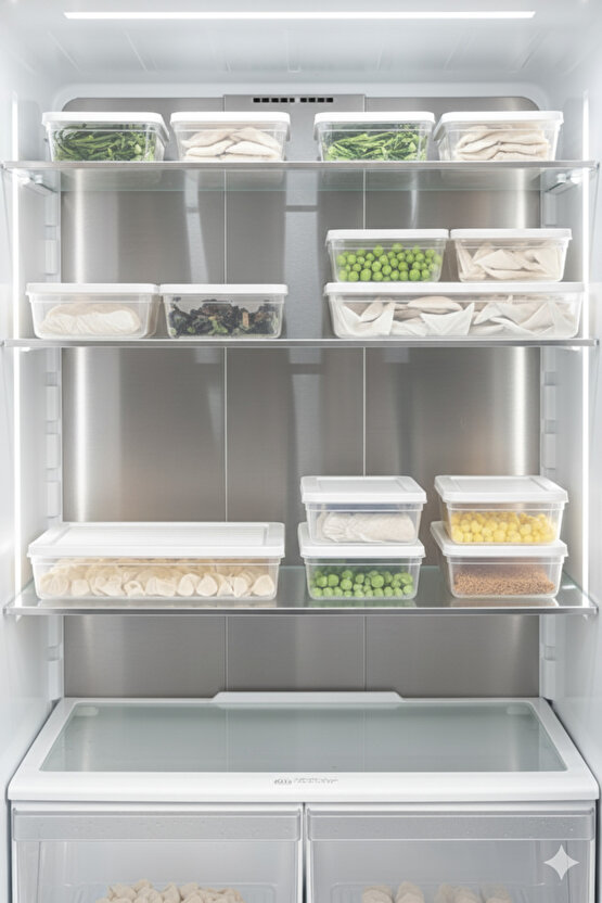 24lü Şeffaf Saklama Kabı Buzdolabı Dondurucu Difrize Uygun Düzenleyici Set 8x2400 ml - 16x1200 ml