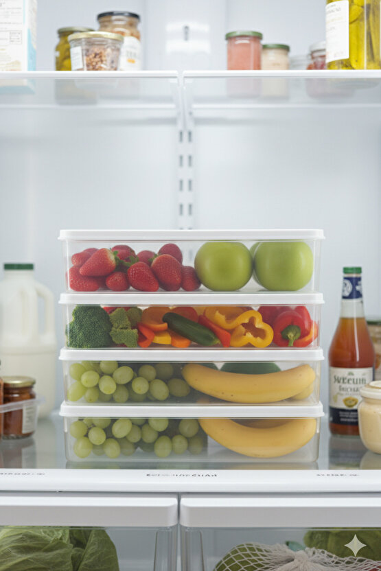 4lü Şeffaf Saklama Kabı Buzdolabı Dondurucu Difrize Uygun Düzenleyici Set 4x2400 ml