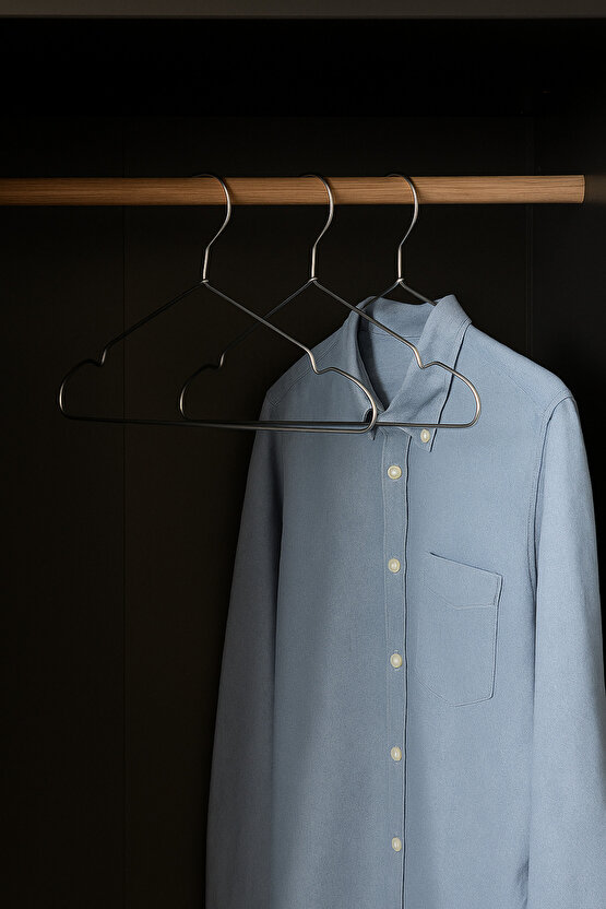 6lı Paslanmaz Metal Kıyafet ve Elbise Askısı Tel askı