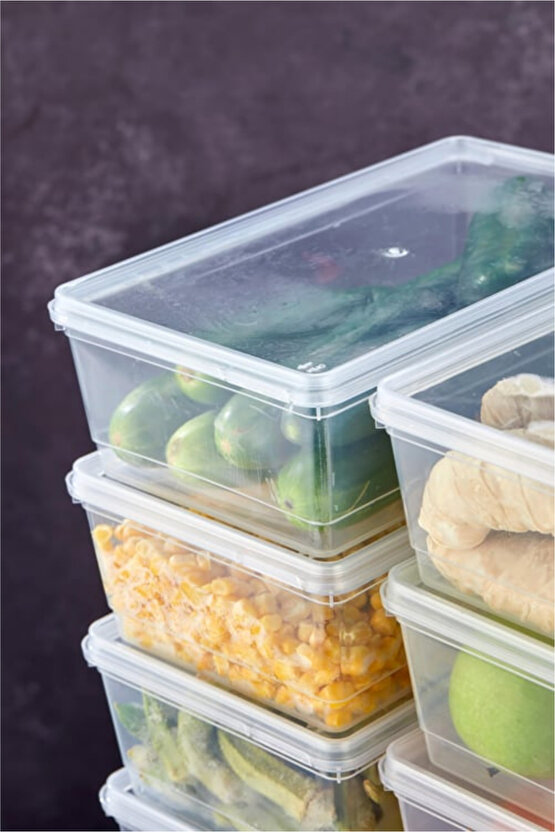 10’lu Kapaklı Saklama Kabı Seti – Düzenleyici - 2 Litre, Buzdolabı ve Derin Dondurucu Uyumlu