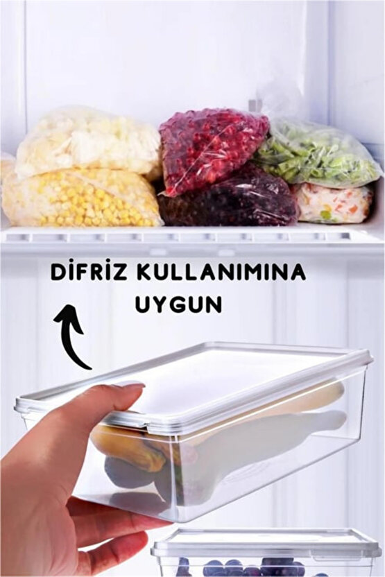 10’lu Kapaklı Saklama Kabı Seti – Düzenleyici - 2 Litre, Buzdolabı ve Derin Dondurucu Uyumlu