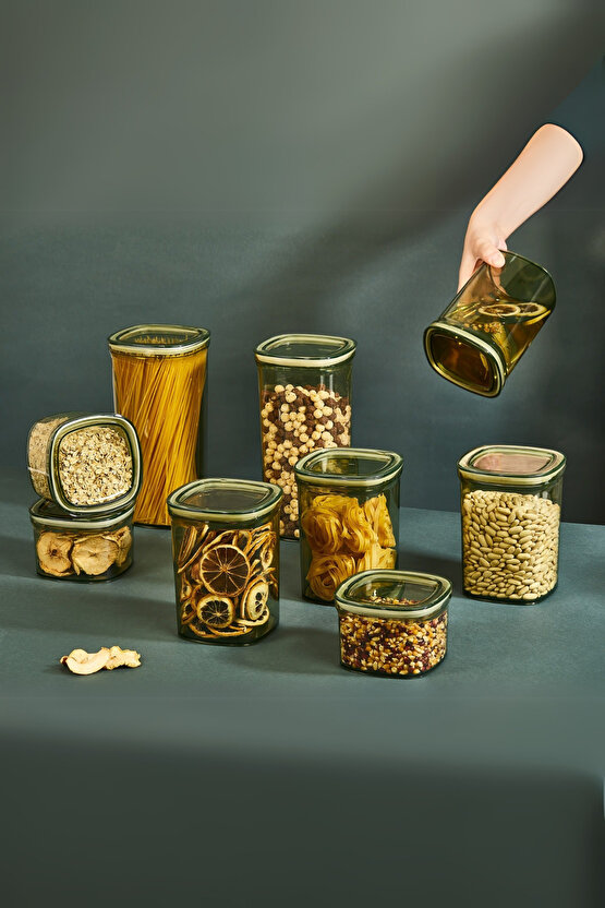 Premium 6 Adet Sızdırmaz Contalı Erzak Bakliyat Saklama Kabı Yeşil