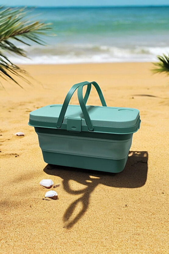 Katlanır Piknik Seti | Masalı Silikon Sepet Kamp Çantası