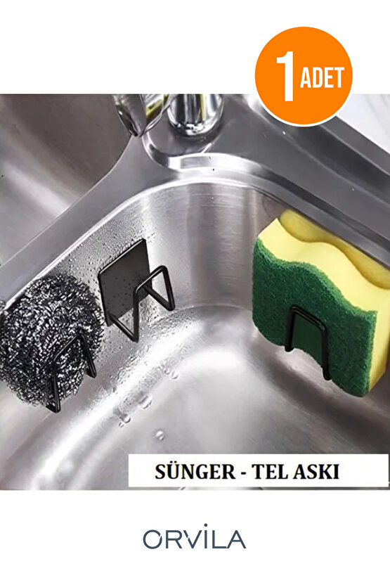 Kendinden Yapışkanlı Çok Amaçlı Metal Askı - Siyah