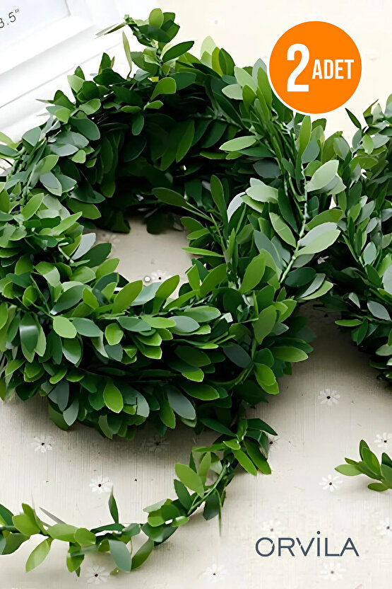 2 Adet - Telli Sarmaşık Yaprak Şerit Yapay Çiçek Sarmaşık Süsleme Çiçeği - 2x7 Metre (14 Metre)