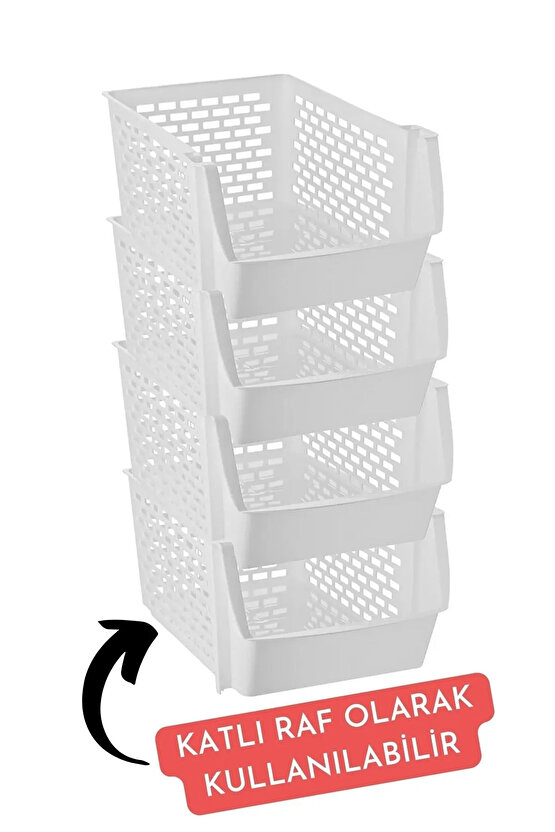 6 Adet Üst Üste Geçebilen Çok Amaçlı Düzenleyici Organizer Büyük Boy - Beyaz