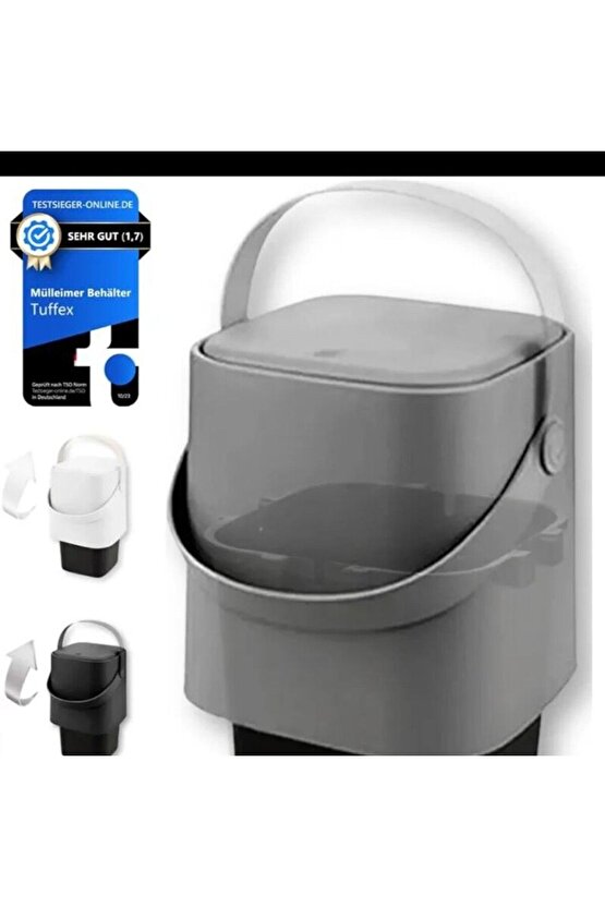 Otomatik Click Kapaklı Tutma Saplı İç Kovalı Tezgah Üstü Mutfak Çöp Kovası 4 LT.