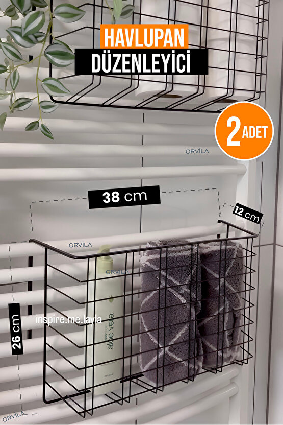 2li Asılabilir Havlupan Düzenleyici Banyo Havluluk Kurutma Sepeti Tuvalet Kağıdı Organizeri