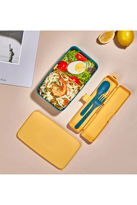 2 Kat Yemek Saklama Kabı Beslenme Kutusu Seti - Sporcu Diyet Öğrenci Fitness Okul Işyeri Sefer Tası