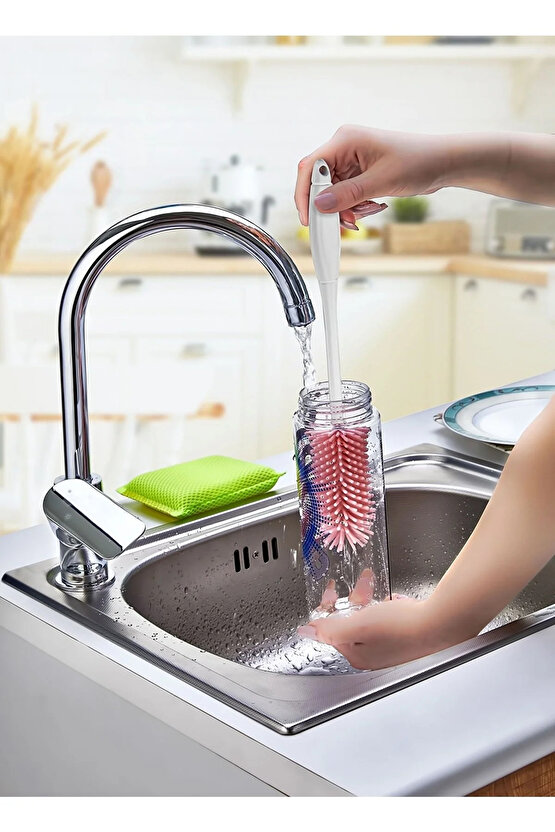 Silikon Fırçalı Şişe Temizleyici - Matara Biberon Emzik ve Yağdanlık Temizleme Fırçası