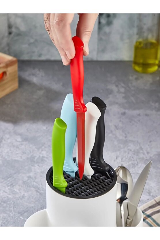 Tezgah Üstü Bıçaklık Kaşıklık Ve Kepçelik Düzenleyici Organizer - Beyaz