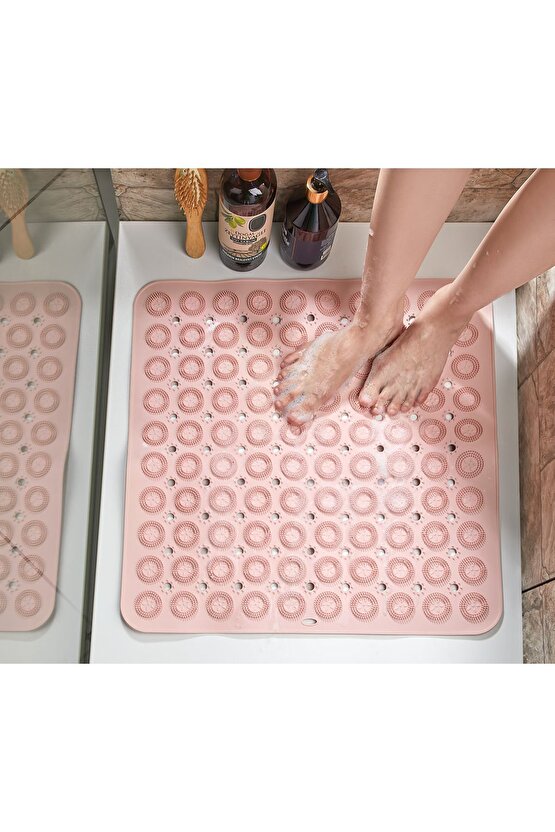 Silikon Kaydırmaz Taban Masajlı Duşakabin ve Banyo Paspası - Kare Banyo ve Küvet İçi Masajlı Paspas